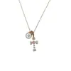 Collar Colgante de Estrella Cruzada Estilo Coreano de Moda Esmalte Gota de Aceite Diamante Brillante Simple Cadena de Clavícula Única de Nicho para Mujeres