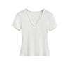 Camiseta de Manga Corta para Mujer Estilo Americano Slim-Fit Chica Picante, Moda Deseo Puro Versátil Color Sólido Top Básico Celebridad de Internet