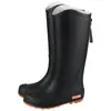 Nuevos zapatos impermeables para mujer, botas de lluvia de tubo alto antideslizantes para estudiantes, moda coreana, botas de agua de tubo largo, calzado de goma de uso exterior, botas de lluvia combinables
