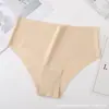 Cuecas Seamless Transfronteiriças Europeias e Americanas Cor Sólida Sexy Forro de Algodão Respirável Cintura Alta Seda Gelada Confortável Tamanho Grande Roupa Íntima Feminina