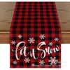 Caminho de Mesa de Natal Novo Transfronteiriço da Amazon, Venda Direta do Fabricante, Jogo Americano de Mesa Estampado com Boneco de Neve e Papai Noel de Inverno