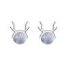 Pendientes de asta para mujer, estilo japonés y coreano, sencillos y pequeños, de piedra lunar, chapados en plata, accesorios para las orejas de estudiantes.
