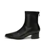 Botines negros de tacón alto con punta estilo francés para mujer, nuevo modelo 2026, botines Chelsea retro de tacón grueso, botines Martin para mujer