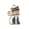 Encantadores y Lindos Pendientes de Gato con Diseño de Impresión de Aleación Esmaltada Accesorios DIY Colgante Llavero Cadena para Teléfono