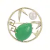 Broche de nicho de alta calidad, estilo chino, con incrustaciones de piedra, perla natural, rico en bambú, ramillete para mujer, anillo de alta calidad, prendas de vestir para trajes.