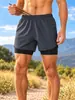 Pantalones Cortos de Correr Doble Capa Personalizados para Hombre Entrenamiento de Maratón Deportivos Secado Rápido Finos Transpirables Forro de Secado Rápido Tres Cuartos