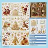 Decoraciones navideñas en colores macarrón, pegatinas electrostáticas para puertas y ventanas de cristal, oso polar, Papá Noel, ambiente de renos