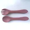 Juego de Cuchara y Tenedor de Silicona Pura de Grado Alimenticio para Niños, Vajilla para Alimentar Bebés, Tenedor y Cuchara Suaves para Alimentar