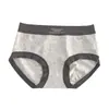 Pantaletas de Mujer Gris de Algodón Puro, Transpirables, Amigables con la Piel, de Seda, Antibacterianas, con Entrepierna Extendida, de Cintura Media, que se Ajustan a la Cadera