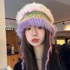 Gorro de pescador de felpa para otoño e invierno, cálido, resistente al frío, con gran circunferencia de la cabeza, para la cara y orejas pequeñas, de piel de conejo versátil y tejido.