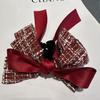 Nuevo Estilo Francés Tela de Cuadros de Alta Calidad Pinza para Cola de Caballo Lazo de Felpa Estilo Chanel Corea del Sur Adorno para la Cabeza Dulce Elegante
