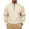 2023 Marca Independente Tamanho Plus Outono e Inverno Moletom com Zíper Parcial Forrado com Fleece Cor Sólida Casual Suéter Suéter Cruzado Masculino