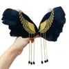 Adorno para el Cabello Lindo con Borla de Plumas Negro Lolita Alas de Ángel Pasador Pinza de Borde Mori Accesorios de Alto Rendimiento