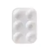 Paleta retangular de 6 compartimentos para materiais de arte, ideal para pintura DIY com guache, tinta acrílica e aquarela.