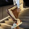Pantalones casuales con costuras de rayas americanas en contraste para hombre, estilo Hong Kong, de verano, de marca moderna, holgados y rectos, pantalones deportivos de calle.