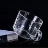 Juego de Tazas de Café de Vidrio Minimalistas Estilo Europeo en Stock / Taza de Té Transparente Floral con Asa, Taza de Té con Leche de Moda, Taza de Postre
