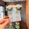 Accesorios para el cabello de estilo antiguo, Adornos simples para el cabello de niños, Pasadores de jade Hanfu para niñas, Pinzas para el cabello clásicas con borlas, Accesorios para disfraces antiguos, Pinzas laterales