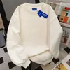 Sudadera Rosa Girly Coreana de Cuello Redondo para Mujer Primavera y Otoño 2025 Forrada de Felpa Cálida Versátil Nicho Básico