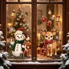 Pegatinas de Navidad, ambiente cálido de invierno, copos de nieve, pegatinas electrostáticas de muñeco de nieve para vidrio, renos de dibujos animados, Papá Noel