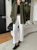 Cisnann Colección Otoño Nueva Corte Relajado Color Sólido Botón de Contraste Simple Corte Holgado Adelgazante Camisa para Viajar al Trabajo SN9361