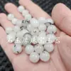 Cuentas redondas de jade blanco Hetian de Xinjiang Cuentas sueltas de jade cuarzo flor negra cuentas de roca de jade accesorios para pulsera collar DIY joyería