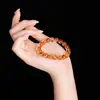 Pulseira de Cristal Amarelo Torre de Cristal Natural, Artesanato de Cristal com Contas Redondas de Círculo Único, Joias para Homens e Mulheres, Presente Atrator de Riqueza