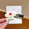 Pinza para el pelo de cachorro de manzana estilo caricatura coreana para mujer, pinza de cocodrilo con lunares lindos, pinza para flequillo lateral para niñas, pasador