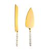 Lujo Ligero Acero Inoxidable Juego de Pala y Cuchillo para Pastel Hotel Hogar Creativo Mango de Cerámica de Perla Cuchillo Pala para Pizza Tenedor de Postre