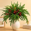Arranjos florais de Natal, decorações com frutas vermelhas, ramos de pinho, ramos de bagas, flores artificiais, enfeites de plantas verdes, exclusivamente para vendas transfronteiriças