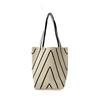 Bolsa de Compras Simples de Grande Capacidade, Bolsa Tricotada Listrada para o Dia a Dia, Nova Bolsa Tote da Moda, Bolsa Balde de Ombro para Viagem para Mulheres