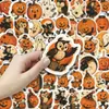 50 adesivos de Halloween estilo cartoon americano, abóbora fofa, fantasma, bruxa, gato preto, colagem para diário, papelaria criativa atacado