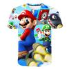 Camiseta de manga corta con estampado 3D de Mario, película coreana transfronteriza de AliExpress, informal, holgada, de cuello redondo y manga corta para niños.