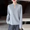 Novo Suéter Feminino Estilo Chinês Gola Qipao Botão Único Mangas Sino 100% Lã Estilo Nacional Gola Alta Temperamento Solto Camada Base