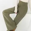 Pantalones de Waffle Verde de Cintura Alta Pierna Ancha para Mujer, Nuevo Estilo Otoño 2026, Tejidos, Adelgazantes, Pantalones Rectos Ligeramente Acampanados