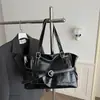 Bolsa de cinto feminina retrô europeia e americana de grande capacidade, novo modelo 2026, estilosa e moderna para o dia a dia, bolsa de mão, bolsa tote, bolsa de ombro, bolsa de axila