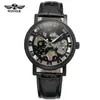 T-Winner/Victor 8005 Oro Hueco Manual Mecánico Deportivo de Negocios de Cuero Casual Reloj para Hombre