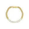 Acessórios de Verão Nicho Luxo Leve Costura Quadrado Zircônia Pulseira Estilo Europeu e Americano ins Aço Titânio Ouro 18K Joias E030