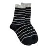 Meias de Lã Listradas para Mulheres, Meias de Cano Médio para Outono e Inverno, Forradas com Fleece, Espessas, Quentes de Caxemira, Meias Caídas Estilo Japonês, Meias Longas com Renda