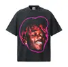 2026 Coleção de Retratos de Rapperes Transfronteiriços Camiseta de Manga Curta 100% Algodão 300g Estilo Americano Gola Redonda Ombro Caído Masculina