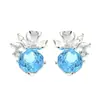 Brincos de Prata S925 Moda Pequenos e Delicados Flor de Diamante Brilhante Corte Rosa Nicho Exquisitos de Alto Padrão Elegantes Versáteis