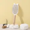 Pente de Massagem com Airbag de Madeira de Faia Estilo Nórdico para Mulheres, Pente Fofo com Almofada para Massagem do Couro Cabeludo, Pente de Cabeleireiro Orelha de Coelho