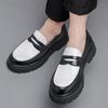 Zapatos de Cuero de Moda de Cuatro Estaciones con Suela Gruesa para Aumentar la Altura, Talla Grande para Hombre con Color en Contraste, Zapatos Casuales Slip-On para Exteriores, Mocasines para Jóvenes