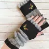 Guantes Personalizados para Otoño e Invierno, Guantes de Punto Cálidos y de Moda para Mujer, Moda Transfronteriza Guantes Bordados Patchwork Cálidos