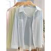 En stock Verde Menta Estilo Mambo Manga Larga Ropa Protectora del Sol Camisa Chaqueta para Mujer Ropa de Verano Holgada Casual Cuello Cardigan Camisa