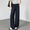 Calças de Linho Tencel Antirrugas para Mulheres Verão 2026 Leves Slim-Fit Largas Retas Seda de Gelo Calças de Perna Larga