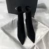 Botas de Cano Curto Versáteis de Salto Alto Outono/Inverno 2016 Novo Estilo Elegante Bico Fino Salto Agulha Elegância Francesa Camurça Stretch Emagrecedoras para Mulheres