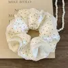Scrunchie floral multicamadas estilo coreano, elástico de cabelo de alta qualidade, corda para coque estilo preguiçoso, acessório de cabelo elástico