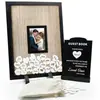 Placa Quadrada de Madeira para Assinaturas de Casamento Transfronteiriça Coração de Madeira Criativo para Bênçãos de Casamento Decoração de Casamento em Forma de Coração Livro de Mensagens para Convidados