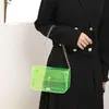 Bolsa Transparente Cuadrada Pequeña Color Caramelo Fresca y Sencilla Bolso Cruzado de Moda con Cadena de Perlas Personalizada Bolso Pequeño para Teléfono Móvil para Mujer