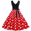 Fuente de fábrica 2021 Moda Patchwork Estampado de Lunares Sin Mangas Burnout Estampado de Lunares Fiesta Vestido de Baile